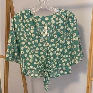 Butterfly sleeve floral top